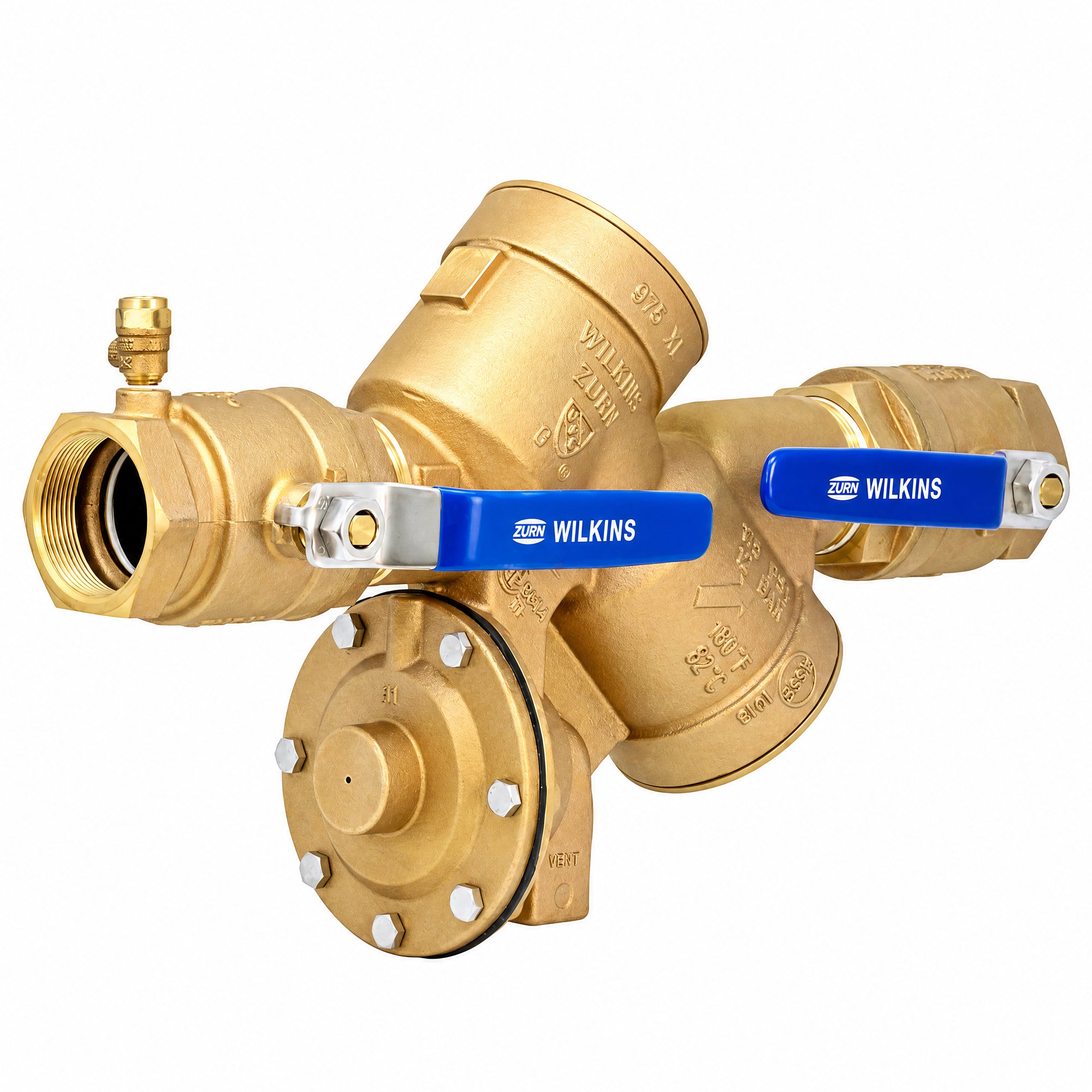 Zurn Wilkins 975XL threaded backflow preventer with bronze body and full-port ball valves