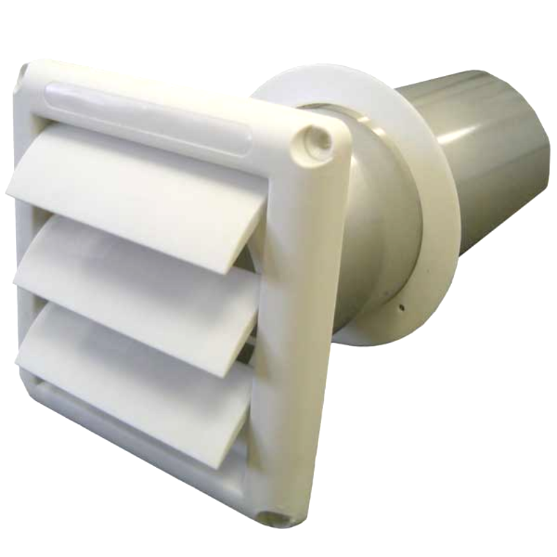 CFM LS100 4" Duct White Louvered Shutter with Tailpiece
