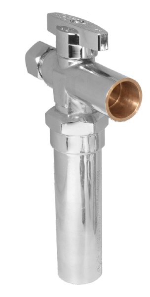 BMI 31258 1/2"EXP x 3/8"OD Straight Stop - Chrome Plated Valve - Hammer Arrester - 1/4 Turn - Lead Free