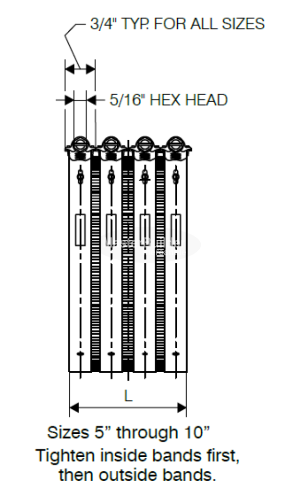 MIFAB MI-HUB-8 8" Regular Shielded No-Hub Cast Iron Pipe Couplings