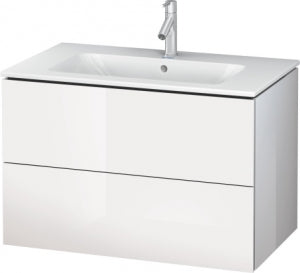 Duravit LC624102222 L-CUBE VANITY UNIT WALL-MOUNTED, DOUBLE DRAWER, WHITE HIGH GLOSS 32 1/4" X 19" X 21 5/8"