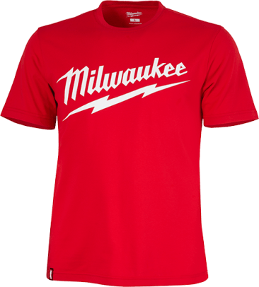 MILWAUKEE 607R-M MED HEAVY DUTY LOGO SHORT SLV T-SHIRT RED