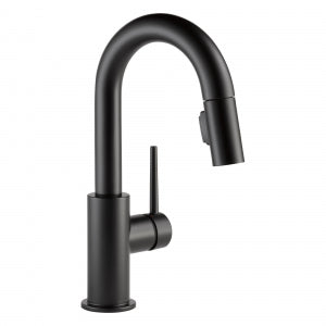 Delta 9959-Bl-Dst Matte Black Trinsic: Single Handle Pull-Down Bar/Prep Faucet Single Handle Lever