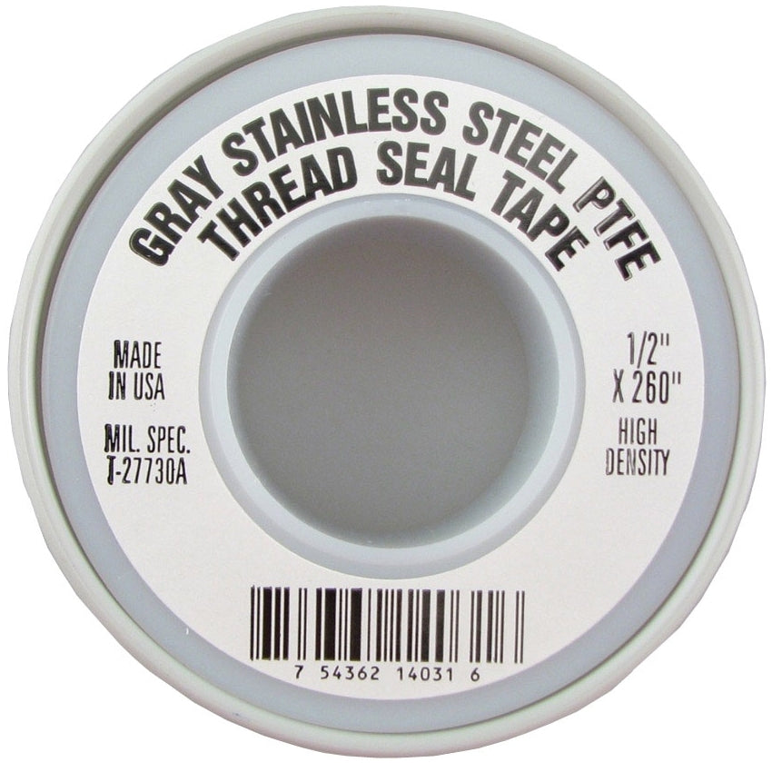 Boshart TT260-SS TEFLON TAPE GRAY FOR  STAINLESS STEEL FITTINGS, 1/2" X 260"