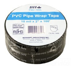 Boshart PW2-10NL 2100RT 2" X 100' BLACK POLY PIPE WRAP TAPE (ALL WEATHER)