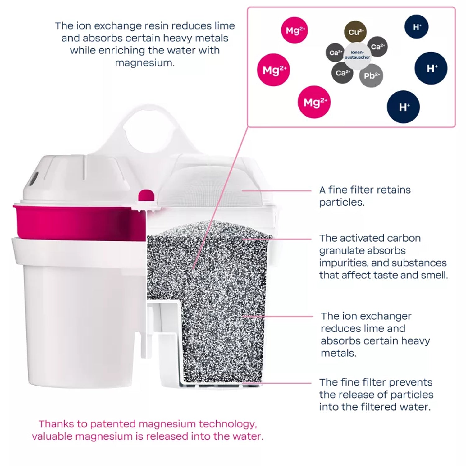 Aubergine BWT water filter pitcher with automatic fill flap and filter change indicator