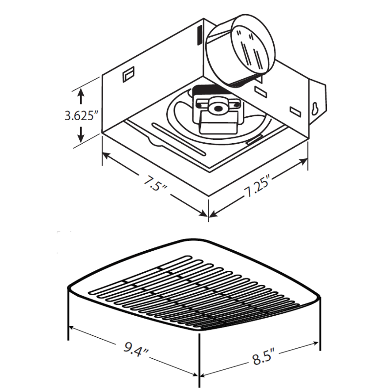 CFM CF50 3" Bathroom Exhaust Fan 50 CFM