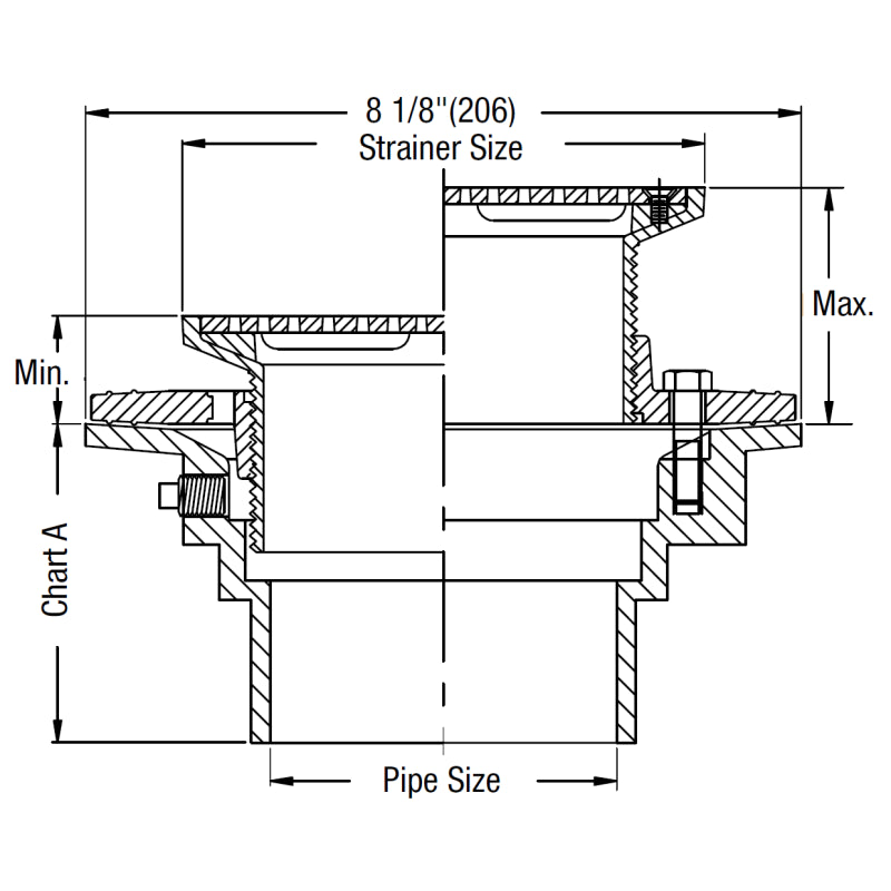 Watts FD-1100-L - Floor Drain with Square Stainless Steel Strainer IMG 2