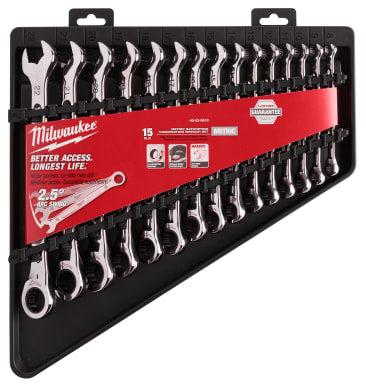 MILWAUKEE 48-22-9516 15PC RATCHETING COMBO WRENCH SET METRIC