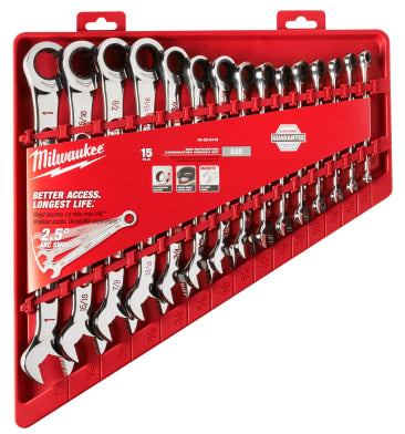 MILWAUKEE 48-22-9416 15PC RATCHETING COMBO WRENCH SET SAE