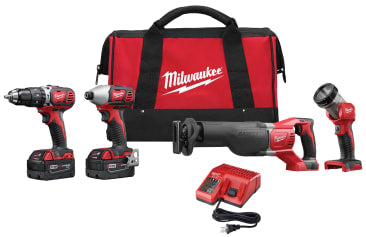 MILWAUKEE 2696-24 M18 HAM DRILL/SAW/HEX IMP DRVR/LGHT KIT