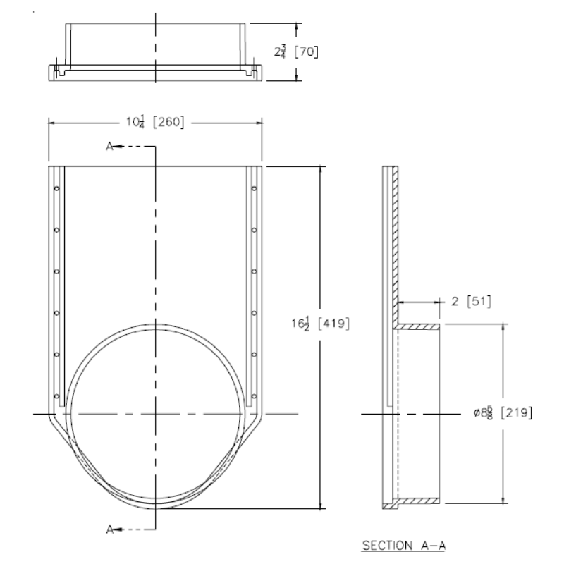 Zurn P882-E8 8" No-Hub End Outlet for Z882 12" Wide Trench Drain