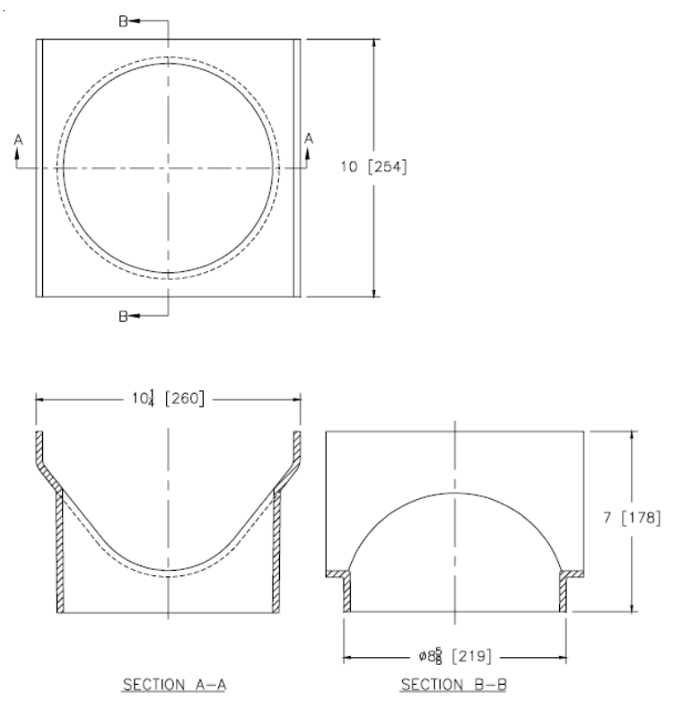 Zurn P882-U8 8" No-Hub Bottom Outlet for Z882 12" Wide Trench Drain