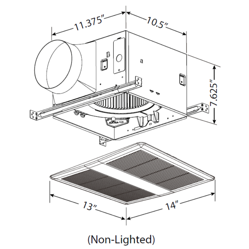 CFM TF400 8" Tranquil Bathroom Fan 400 CFM