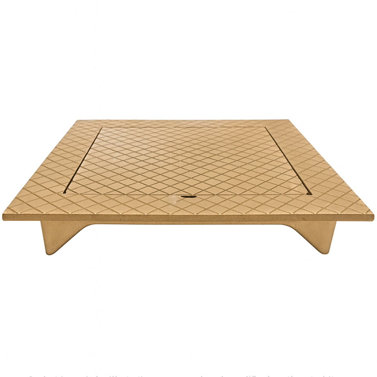 Zurn ZANB1461-12 12 inch square hinged floor access panel in nickel bronze, low-profile side view showing scoriated cover and frame