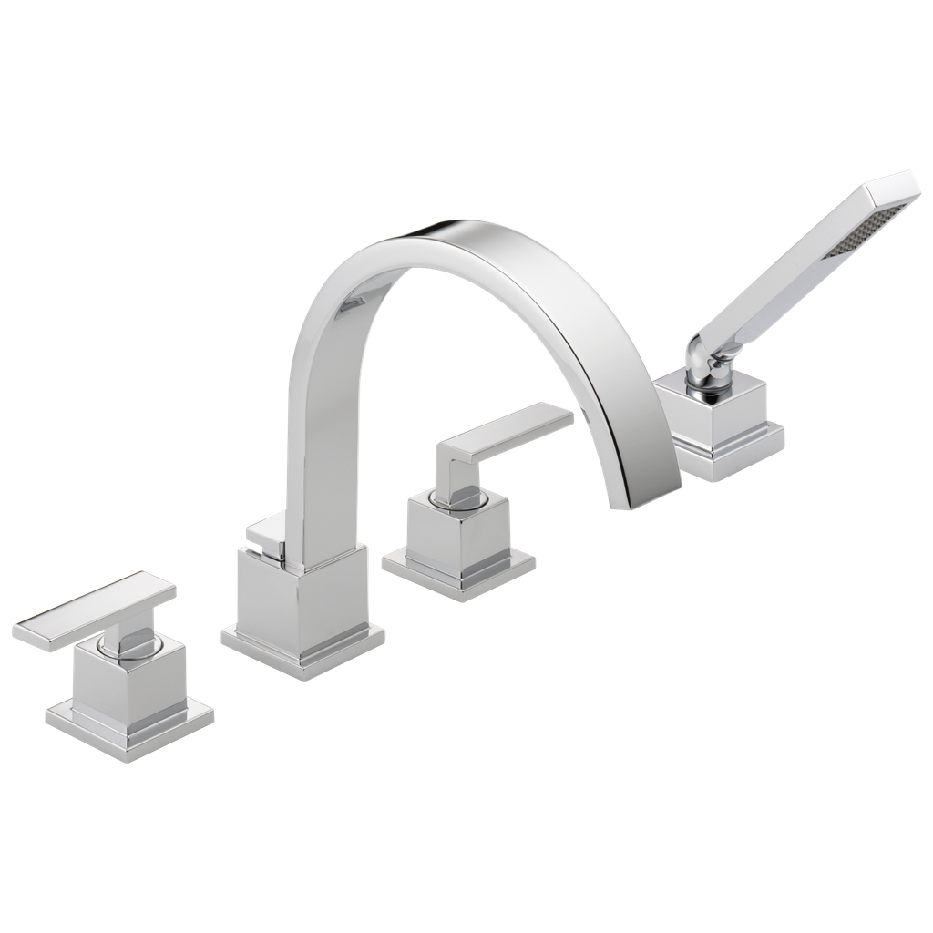 Delta T4753 Vero Chrome 4-Hole Roman Tub With Handshower Trim