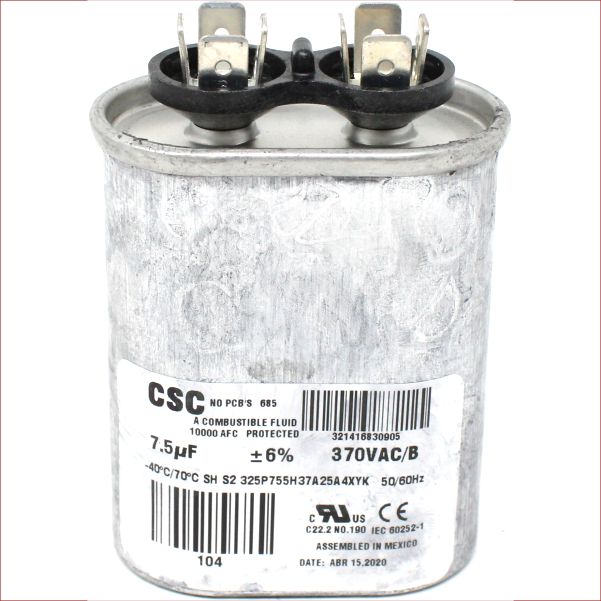 Luxaire 02420045700 Single Oval Run Capacitor, 7MFD, 370V