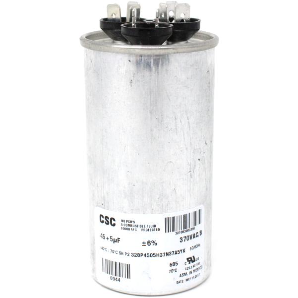 Luxaire 02425895700 Round Dual Run Capacitor, 40/5MFD, 370V