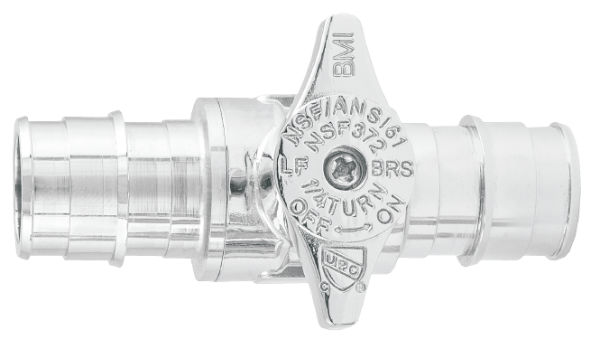 BMI 09105 3/4"EXP x 3/4"EXP Straight Stop - Chrome Plated Valve - 1/4 Turn - Lead Free (Package Quantities)