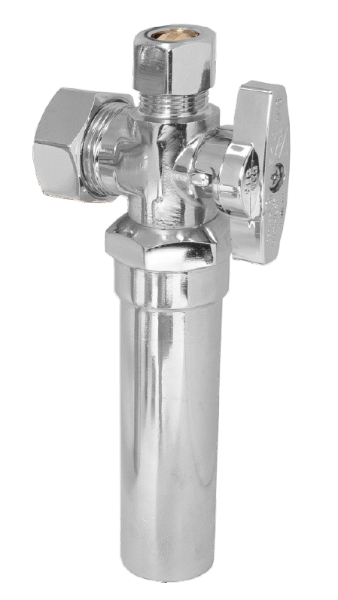 BMI 31259 1/2"EXP x 3/8"OD Angle Stop - Chrome Plated Valve - Hammer Arrester - 1/4 Turn - Lead Free (Package Quantities)
