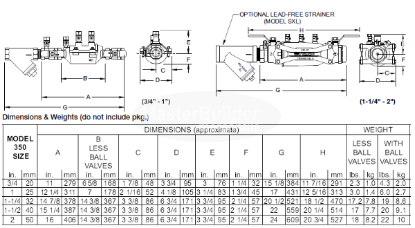 Zurn Wilkins 350 Series DCVA Double Check Backflow Preventer