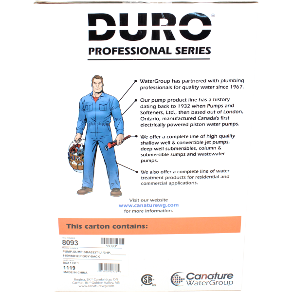 Duro 8093 DSB250 Titan Basement Submersible Sump Pump 1/3 HP - Tethered Float