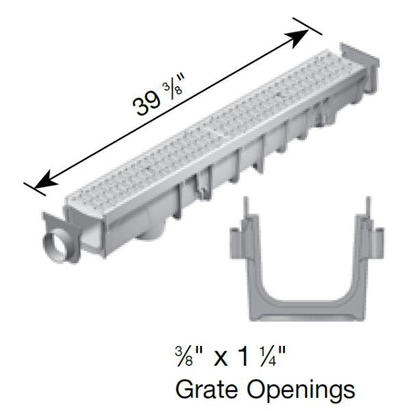 NDS 864GMTL 5" Wide Pro Series Channel Trench Drain Kit with Galvanized Metal Grate