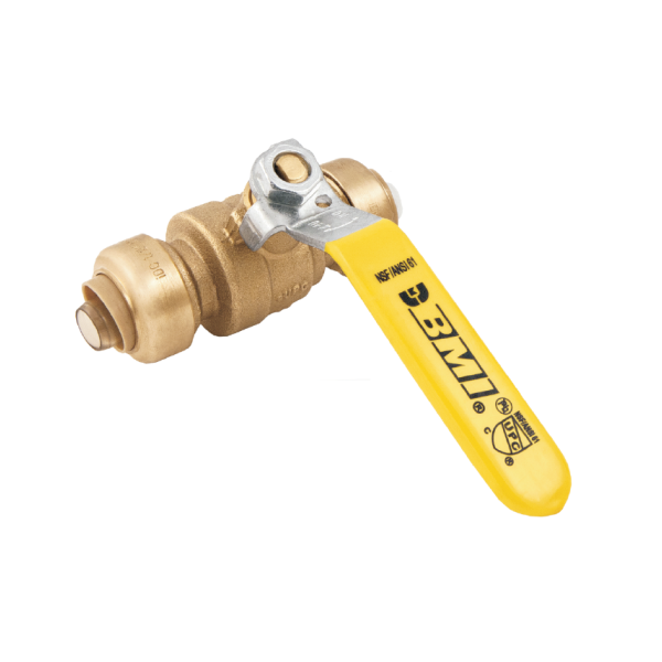 BMI 1/2" Brass Push-Fit Ball Valve Fitting Item 38604 (Package Quantities)