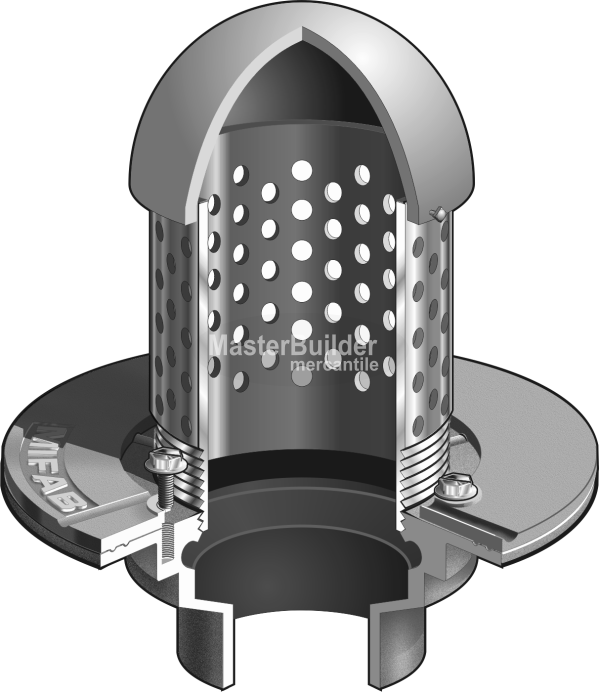 MIFAB F1830-P-3 Series Planting Area Drain with 8" High Perforated Standpipe and Stainless Steel Dome