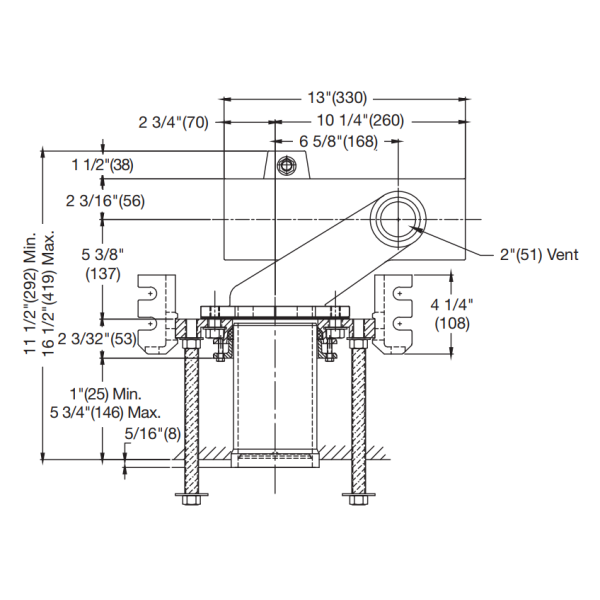 WATTS ISCA-101-R Industry Standard Single Horizontal Adjustable Water Closet Carrier