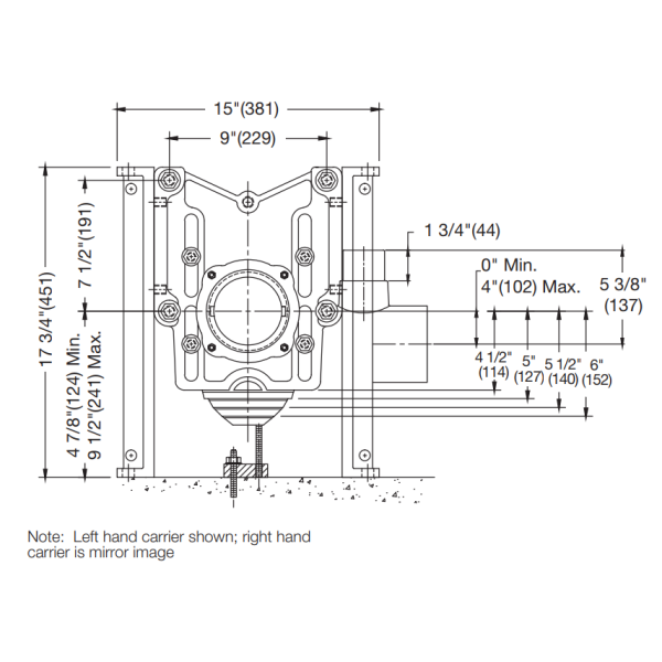 WATTS ISCA-101-R Industry Standard Single Horizontal Adjustable Water Closet Carrier