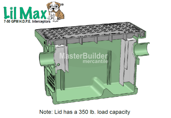 Mifab MI-G-7-PL Lil Max 50 GPM 100 Lbs. Capacity HDPE Grease Interceptor