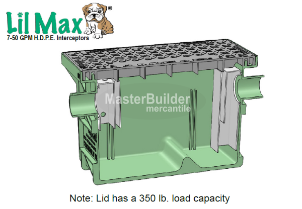 Mifab MI-G-L-25-PL Lil Max 25 GPM 50 Lbs. Capacity Low Profile HDPE Grease Interceptor