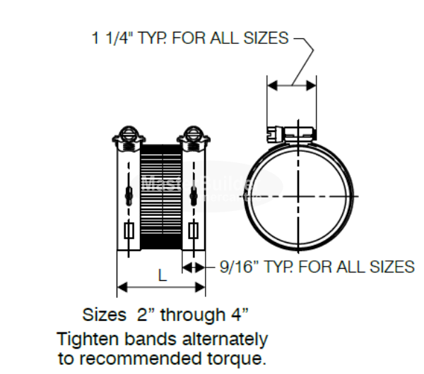 MIFAB MI-HUB-15 15" Regular Shielded No-Hub Cast Iron Pipe Couplings