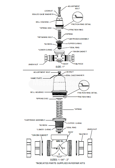 Zurn Wilkins 1-NR3XL 1" Water Pressure Reducing Valve, Integral By-Pass Check Valve and Strainer