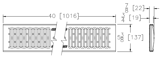 Zurn P6-RFSC40 6" Wide Reinforced Fabricated 304 Stainless Steel Slotted Grate Class C