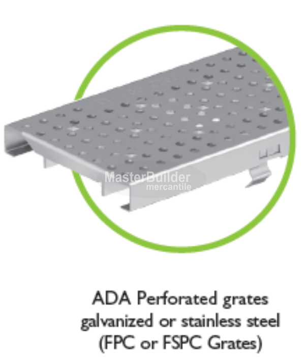 MIFAB T1500N-3-FSPC FILCOTEN 6" Wide Fibre Re-Enforced Concrete Trench Drain w/ Stainless Rail and Stainless Perforated Grating, Neutral Channel