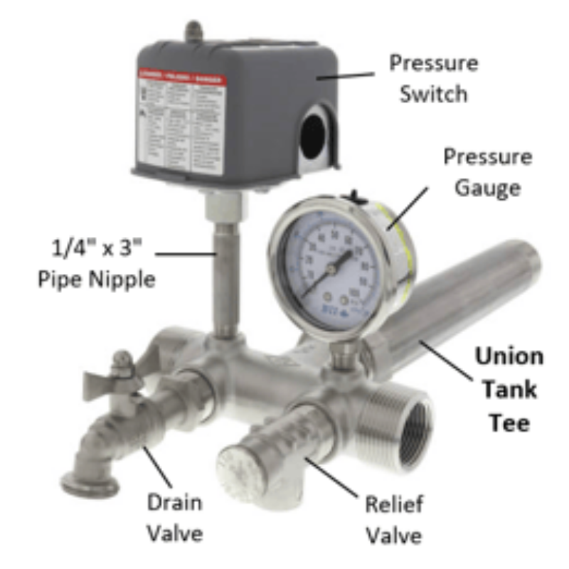 Boshart TFP-ST162J24 Pressure Tank Tee Package - 304 SS Solid