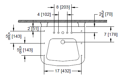 Zurn Z5311 Series 20” x 18” Wall Hung Lavatory w/ Single Faucet Hole
