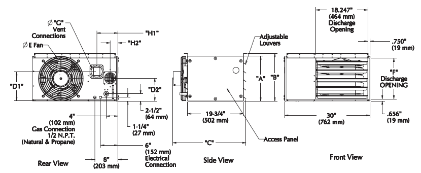 Beacon-Morris BRT120 120,000 BTU Input Low Profile Tubular Gas Fired Unit Heater