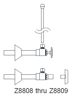 Zurn Z8809-XL-LRLK-PC 1/2" SWT x 1/2" OD Loose Key Stops with Flexible Lavatory Supply and 5" Chrome Copper Extension Tubes