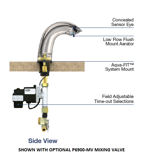 Zurn Z6950-XL-S-SSH Aqua-FIT Single Post Electronic Faucet