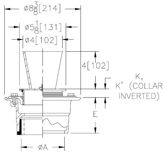 Zurn ZN4155BE Funnel Floor Drain with MediumDuty 5" Round Nickel Bro