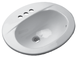 Zurn Z5138 20" x 17" Countertop Drop-In Lavatory with 8" Center Faucet Holes, Canadian ADA Depth