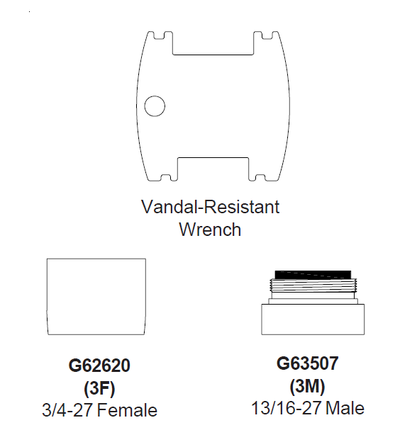 Zurn G63507 (3M) 0.5 GPM Pressure Compensating Vandal-Resistant Spray Outlet Male