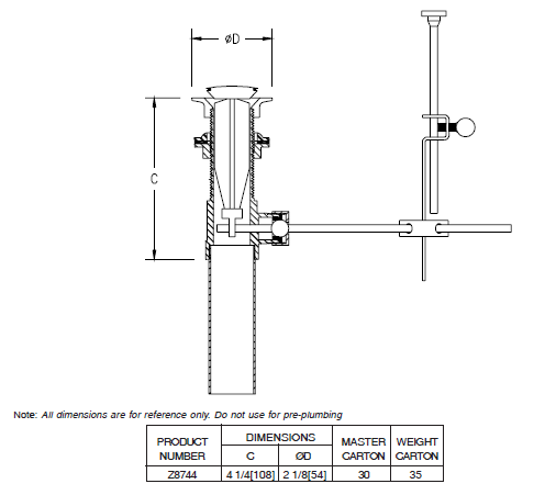 Zurn Z8744-PC 1-1/4" Pop-Up Grid Strainer Lever Style