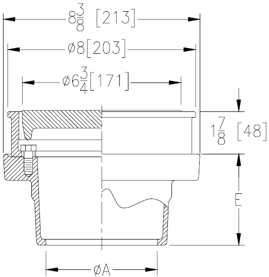 Zurn Z555 8" Heavy-Duty Floor Drain with Deep Anti-Tilt Grate