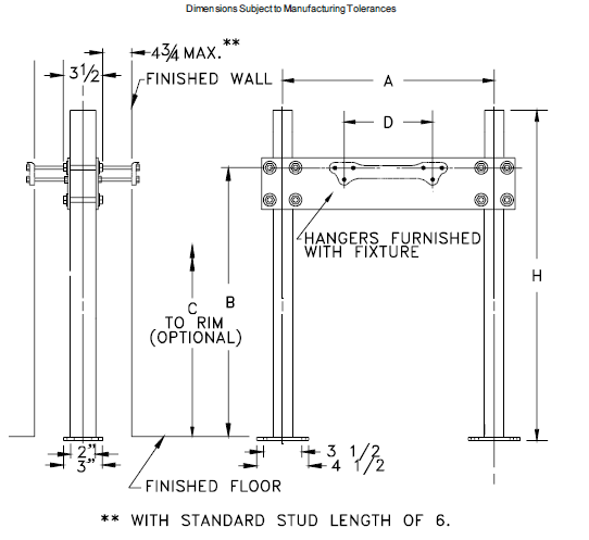 Zurn Z1224-D Lavatory Carrier Plate Type System with Back for Back-to-Back Systems