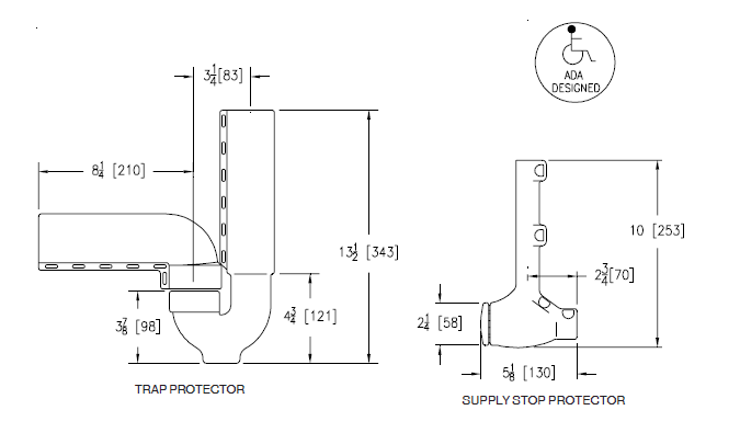 Zurn Z8946-1-NT ADA Combination Kit: One Trap Protector and Two Supply Protectors