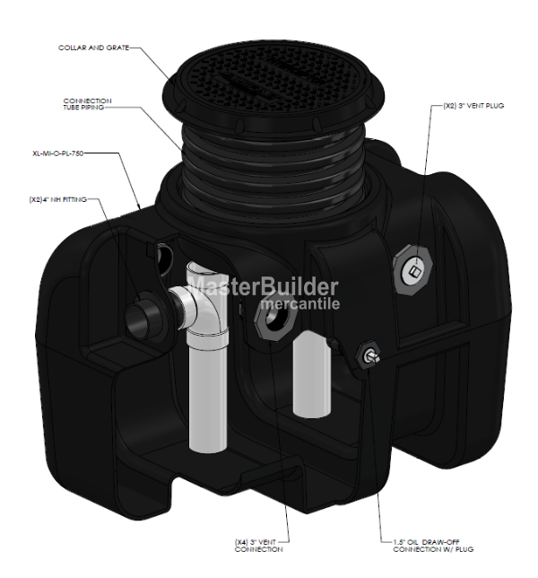 Mifab XL-MI-O-PL-750 BigMax 75 GPM 750 Lbs. Capacity HDPE Oil Interceptor